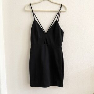 Urban‎ Outfitters Tobi Women's Black V Neck Sleeveless Mini Dress SZ M Zip Knit